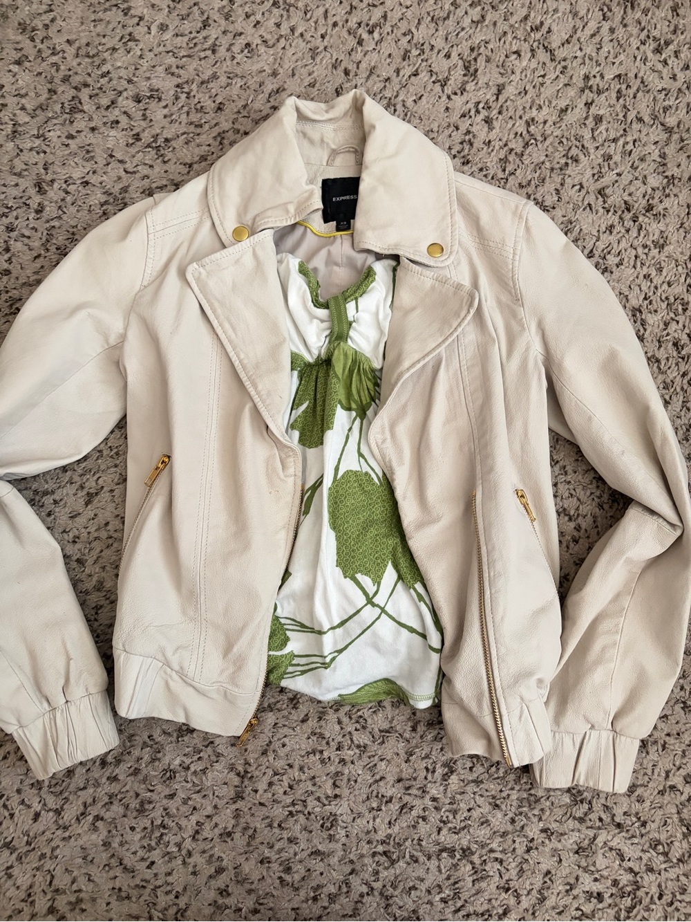 Express Cream Leather Jacket